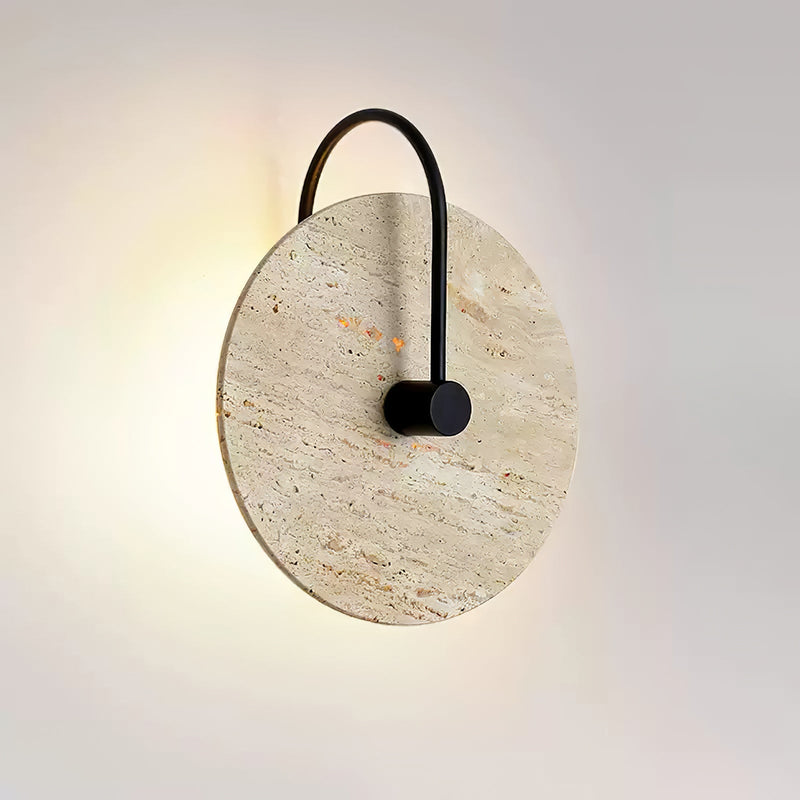 Round Travertine Wall Lamp 9.8"