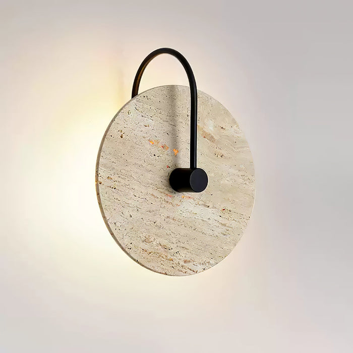 Round Travertine Wall Lamp 9.8"