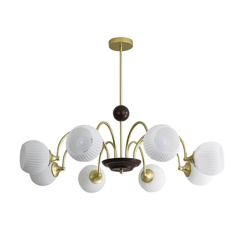 Sculptural Glass Ribbed Chandelier