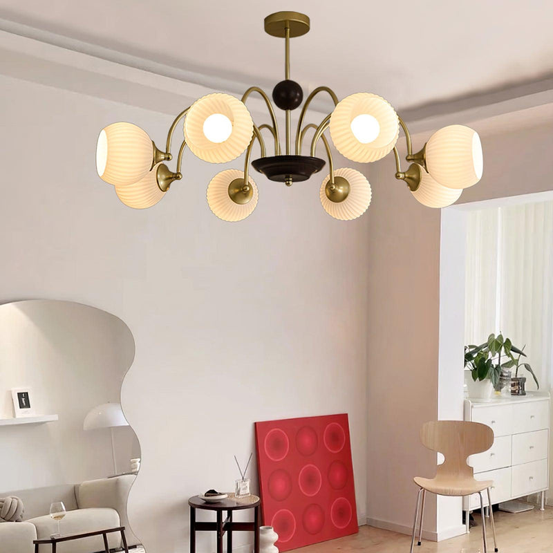 Sculptural Glass Ribbed Chandelier