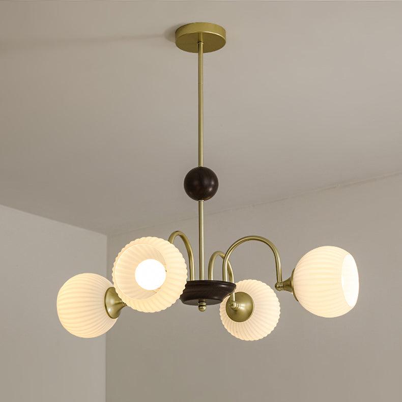 Sculptural Glass Ribbed Chandelier