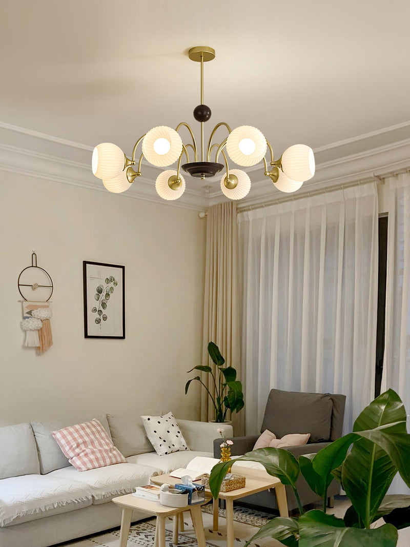 Sculptural Glass Ribbed Chandelier