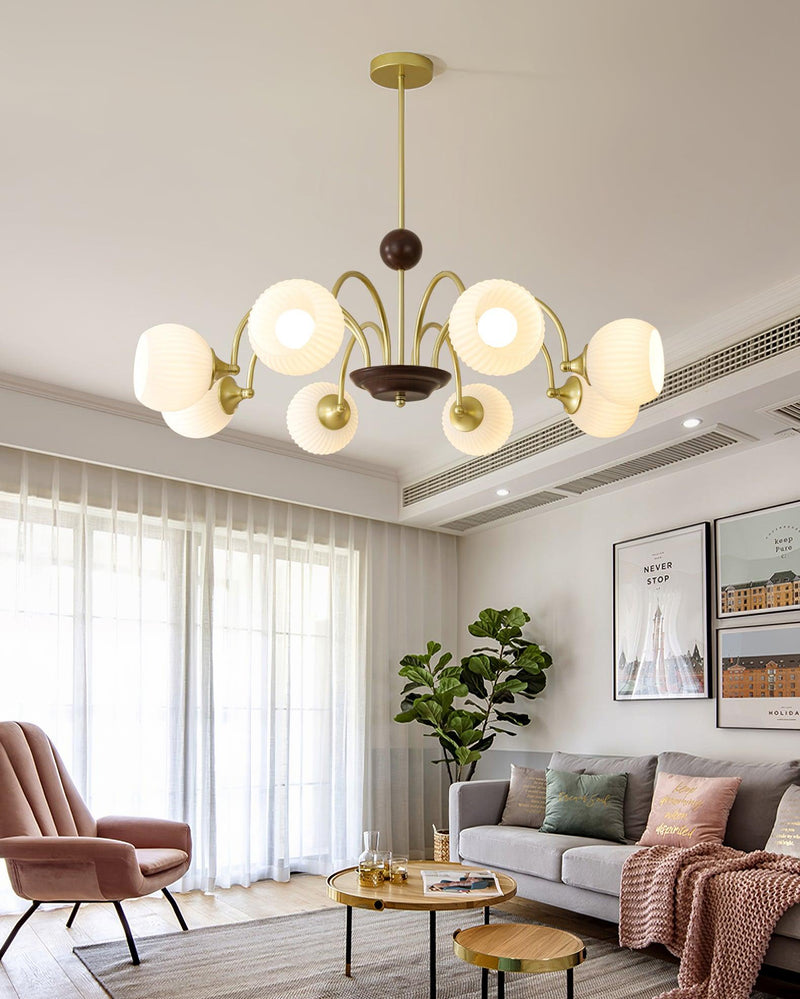 Sculptural Glass Ribbed Chandelier