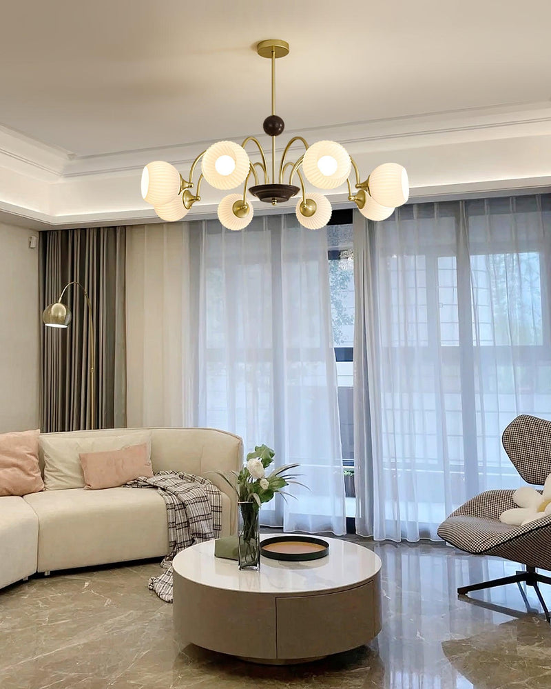 Sculptural Glass Ribbed Chandelier