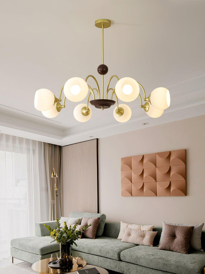 Sculptural Glass Ribbed Chandelier