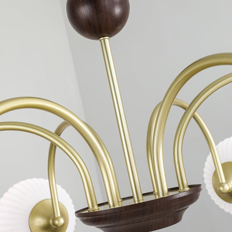 Sculptural Glass Ribbed Chandelier