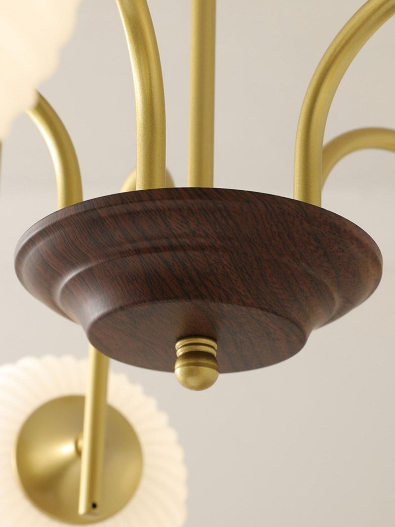 Sculptural Glass Ribbed Chandelier