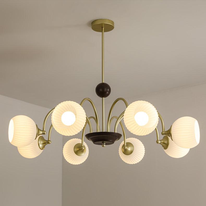 Sculptural Glass Ribbed Chandelier