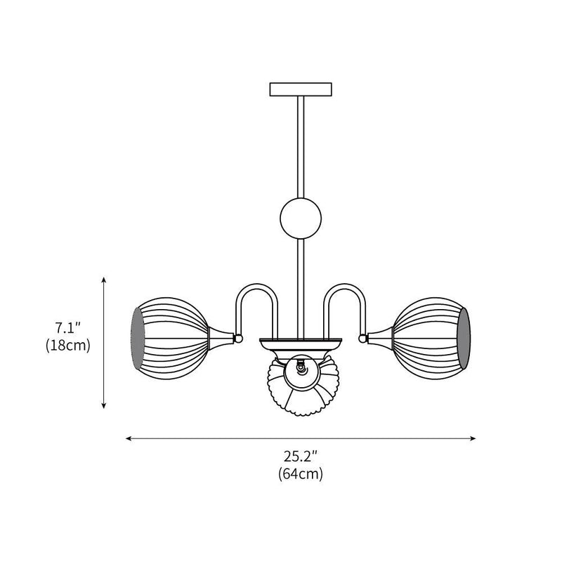 Sculptural Glass Ribbed Chandelier