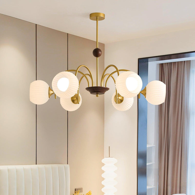 Sculptural Glass Ribbed Chandelier