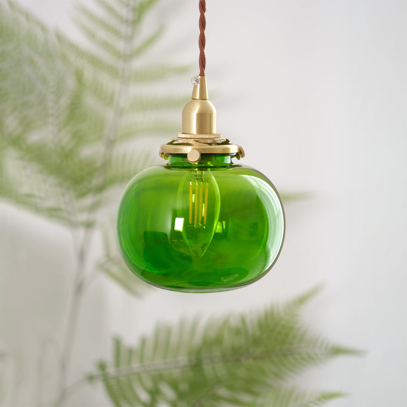 Small Retro Handmade Glass Pendant Light 5.1"