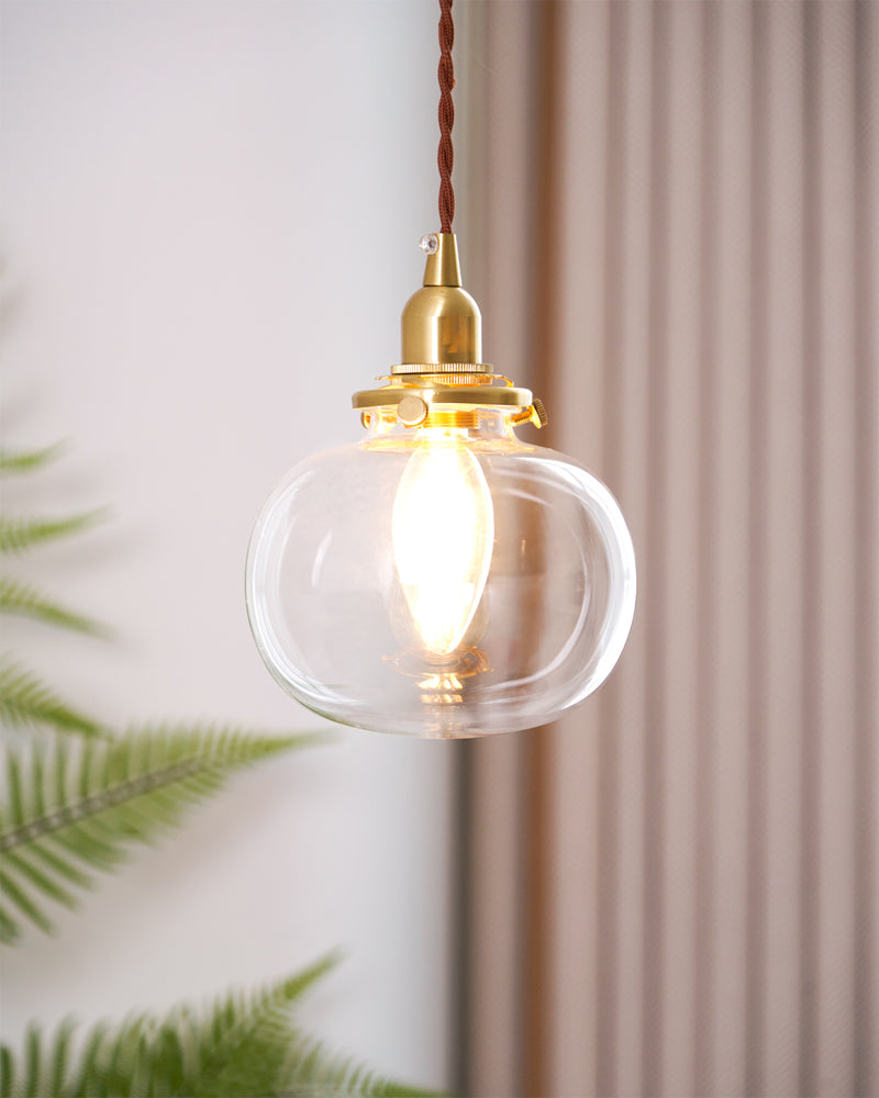Small Retro Handmade Glass Pendant Light 5.1"