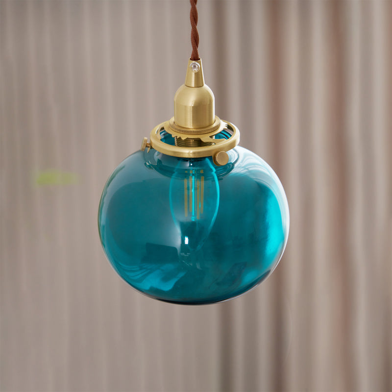 Small Retro Handmade Glass Pendant Light 5.1"