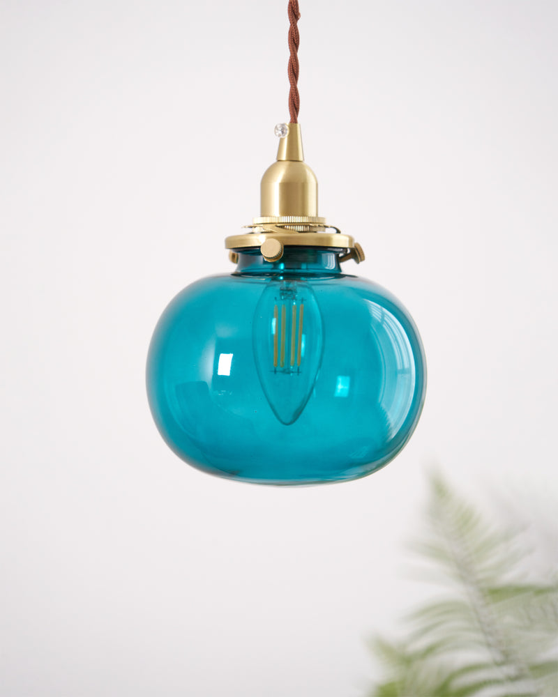 Small Retro Handmade Glass Pendant Light 5.1"