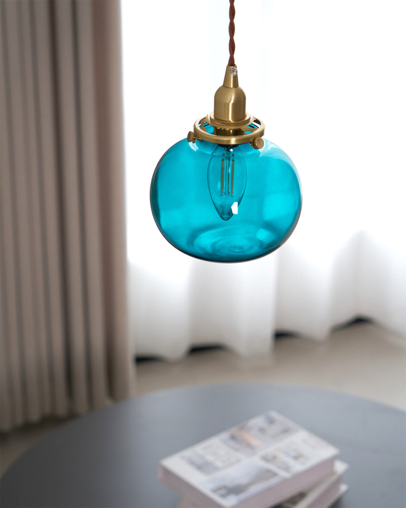 Small Retro Handmade Glass Pendant Light 5.1"