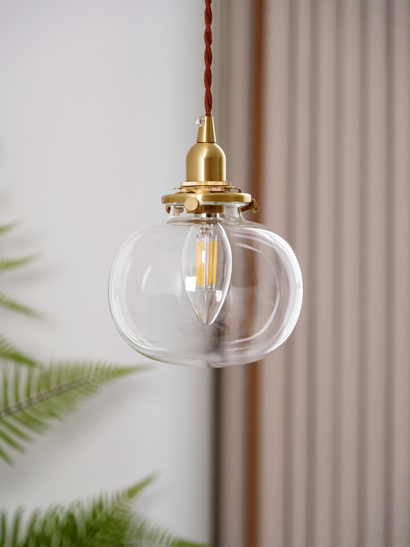 Small Retro Handmade Glass Pendant Light 5.1"