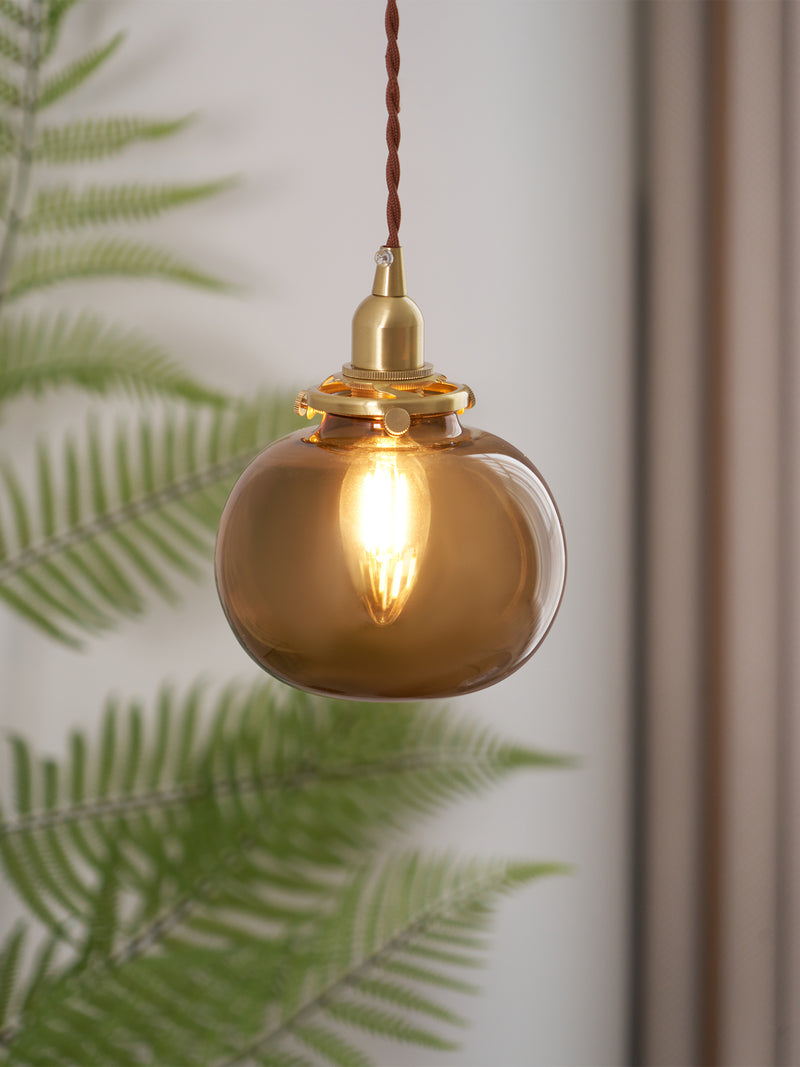 Small Retro Handmade Glass Pendant Light 5.1"