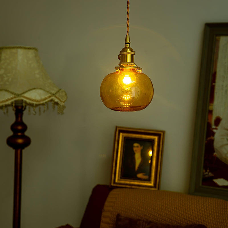 Small Retro Handmade Glass Pendant Light 5.1"