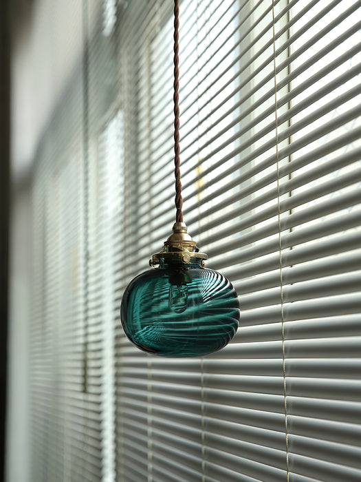 Pequena luminária pendente de vidro artesanal retrô 5,1"