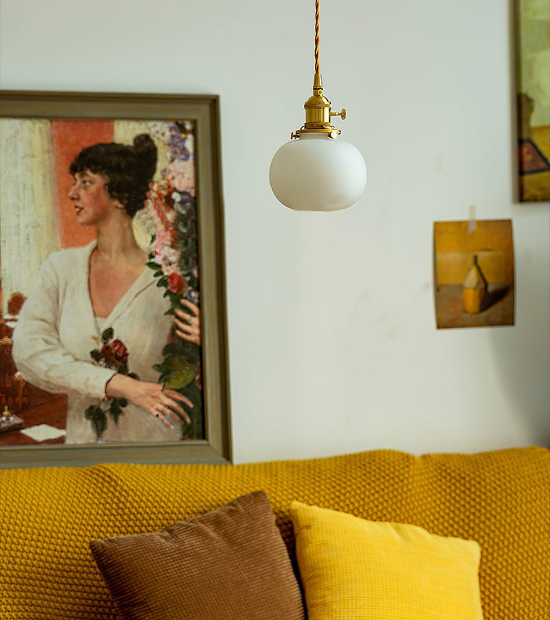 Small Retro Handmade Glass Pendant Light 5.1"