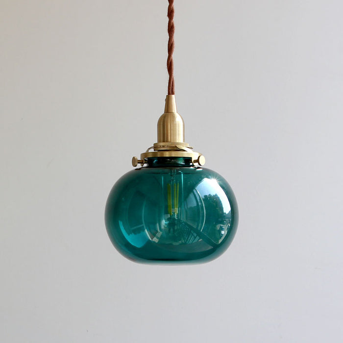 Small Retro Handmade Glass Pendant Light 5.1"
