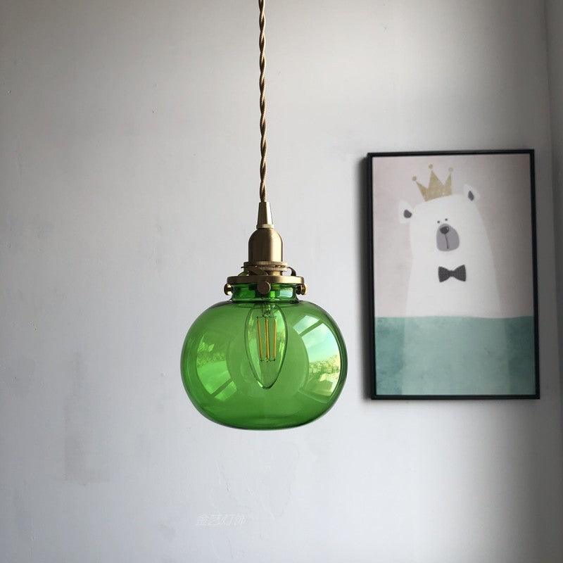 Small Retro Handmade Glass Pendant Light 5.1"