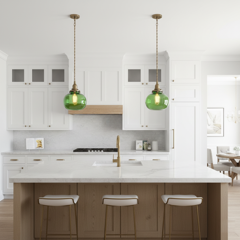 Small Retro Handmade Glass Pendant Light 5.1"