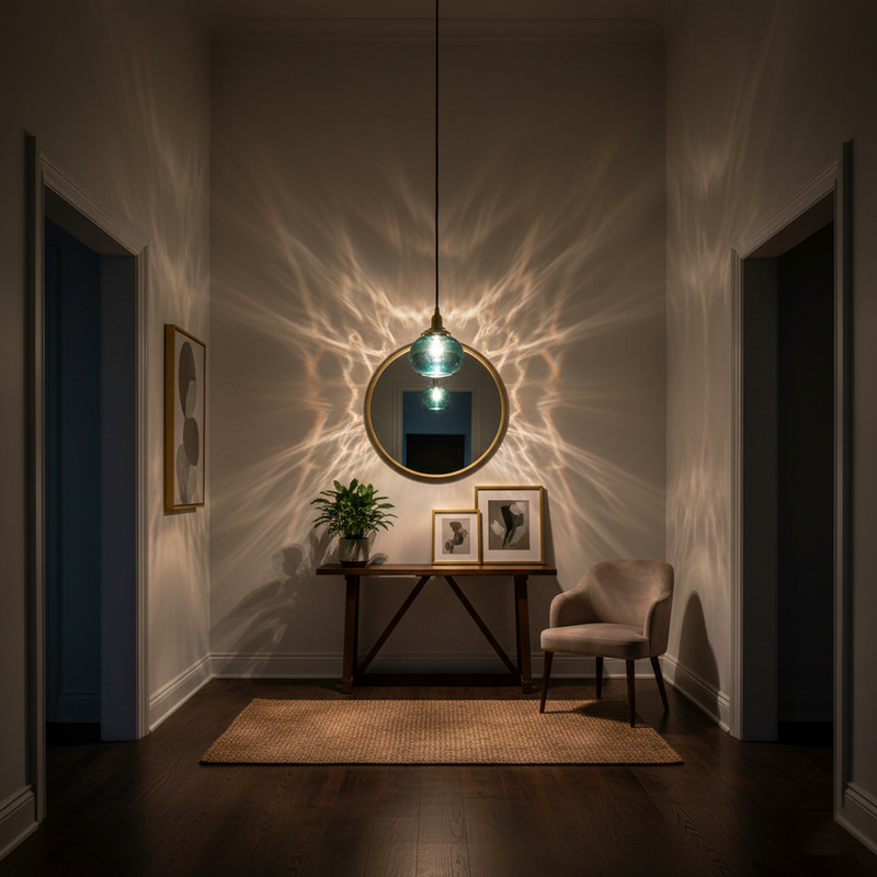 Small Retro Handmade Glass Pendant Light 5.1"