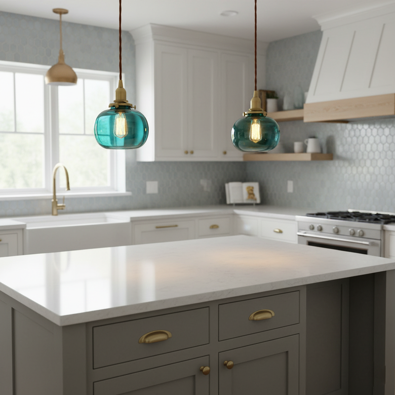 Small Retro Handmade Glass Pendant Light 5.1"