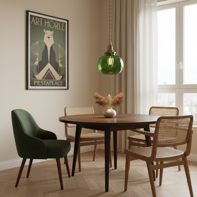 Small Retro Handmade Glass Pendant Light 5.1"