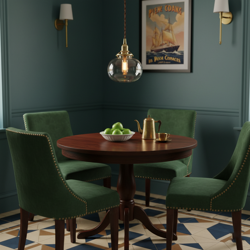 Small Retro Handmade Glass Pendant Light 5.1"