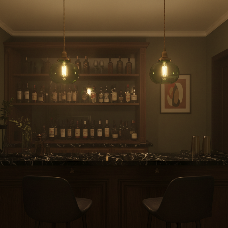 Small Retro Handmade Glass Pendant Light 5.1"