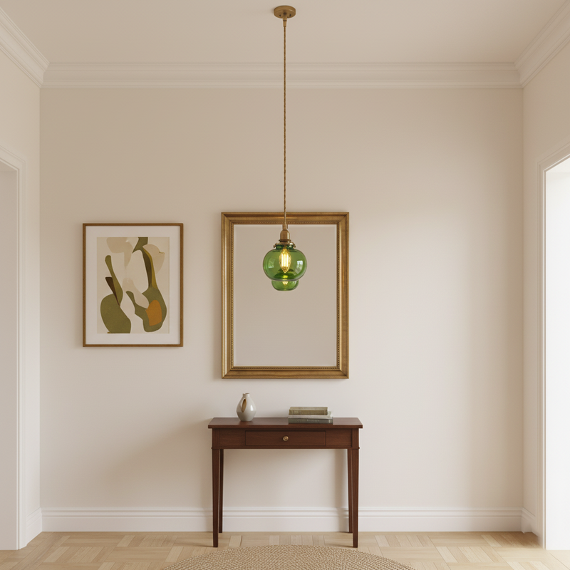 Small Retro Handmade Glass Pendant Light 5.1"