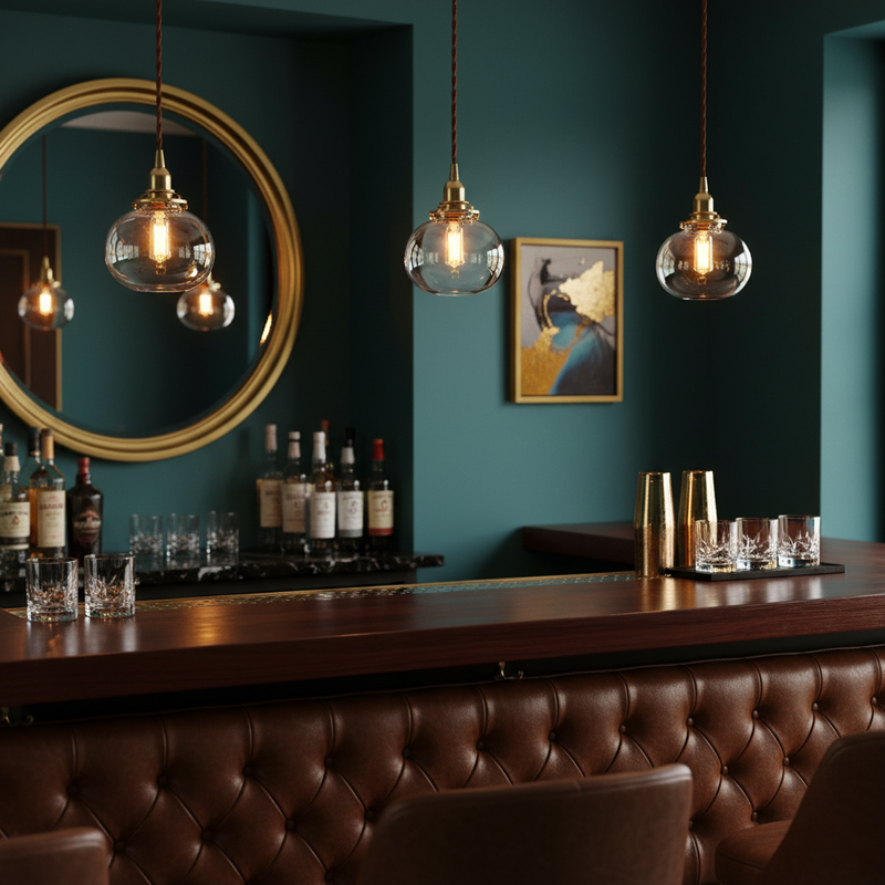 Small Retro Handmade Glass Pendant Light 5.1"