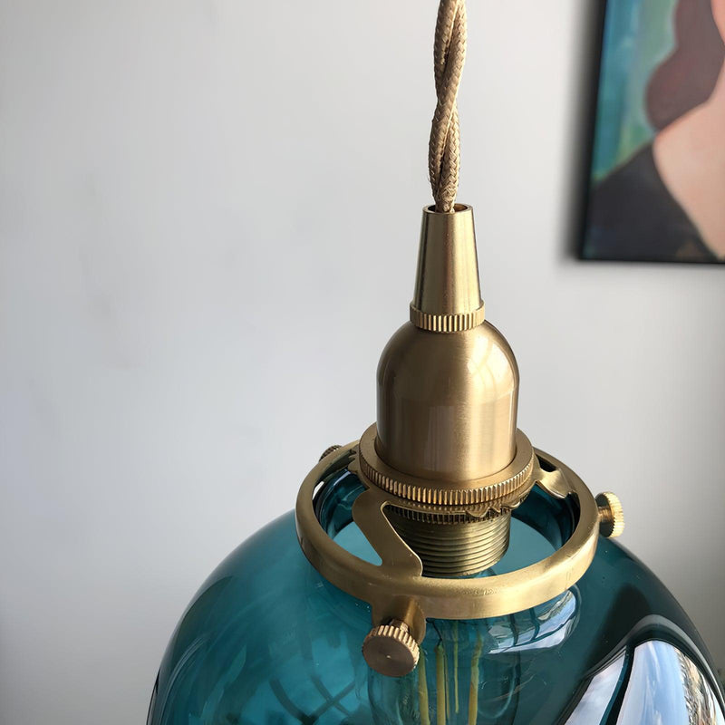 Small Retro Handmade Glass Pendant Light 5.1"