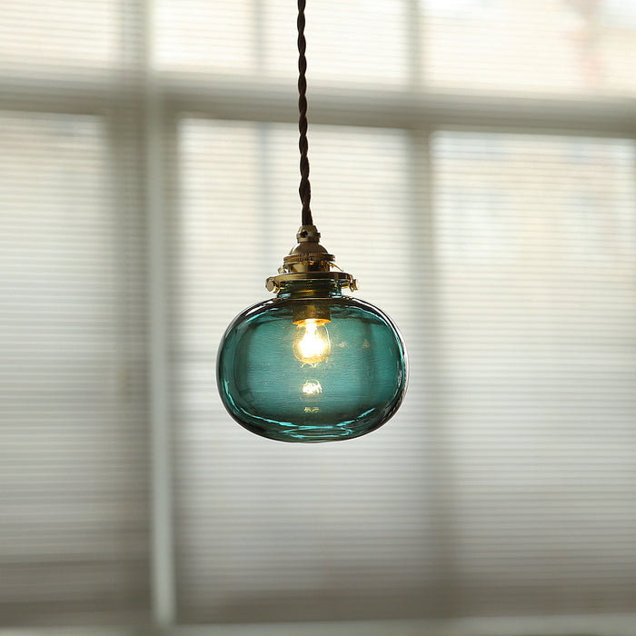 Small Retro Handmade Glass Pendant Light 5.1"