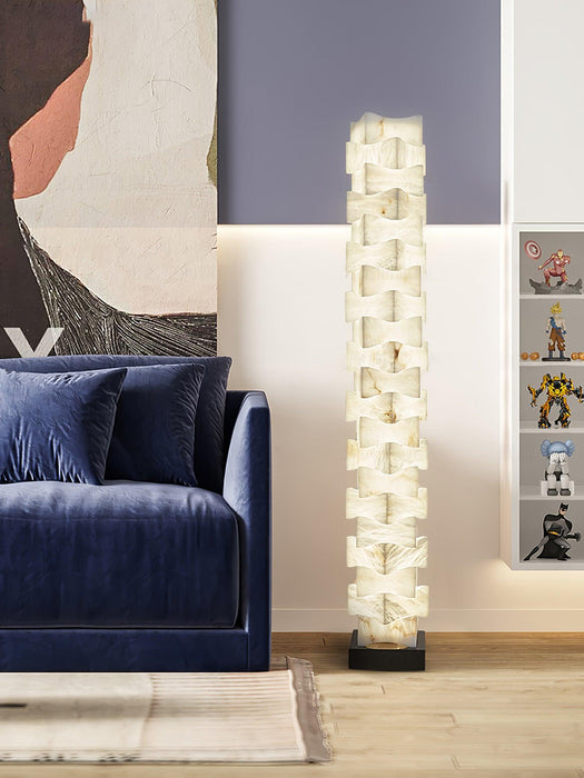 Stacked Alabaster Floor Lamp