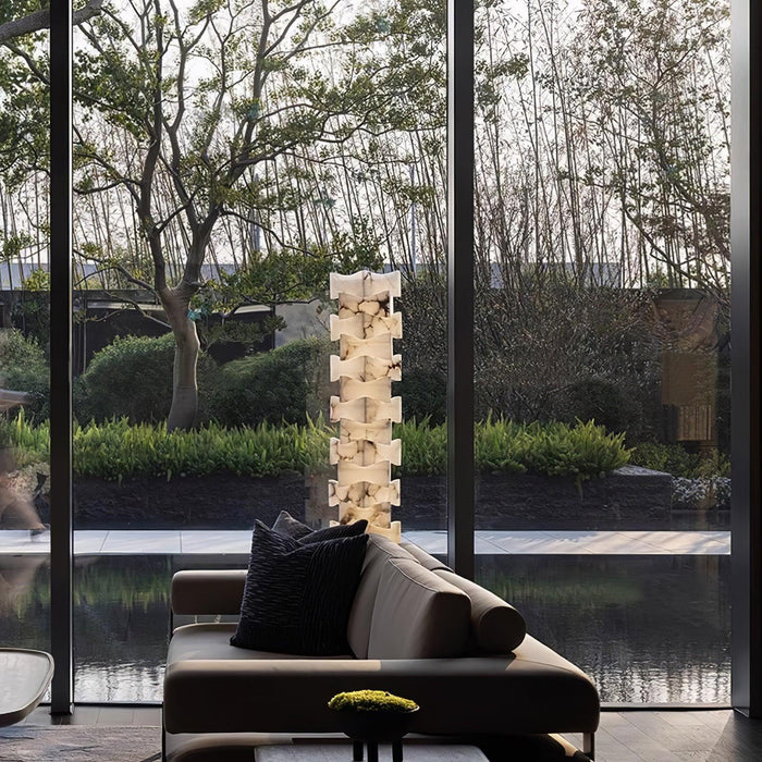 Stacked Alabaster Floor Lamp