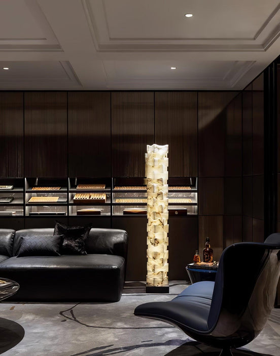 Stacked Alabaster Floor Lamp