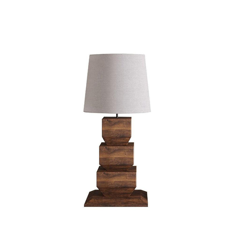 Stacked Wooden Table Lamp 15.7"