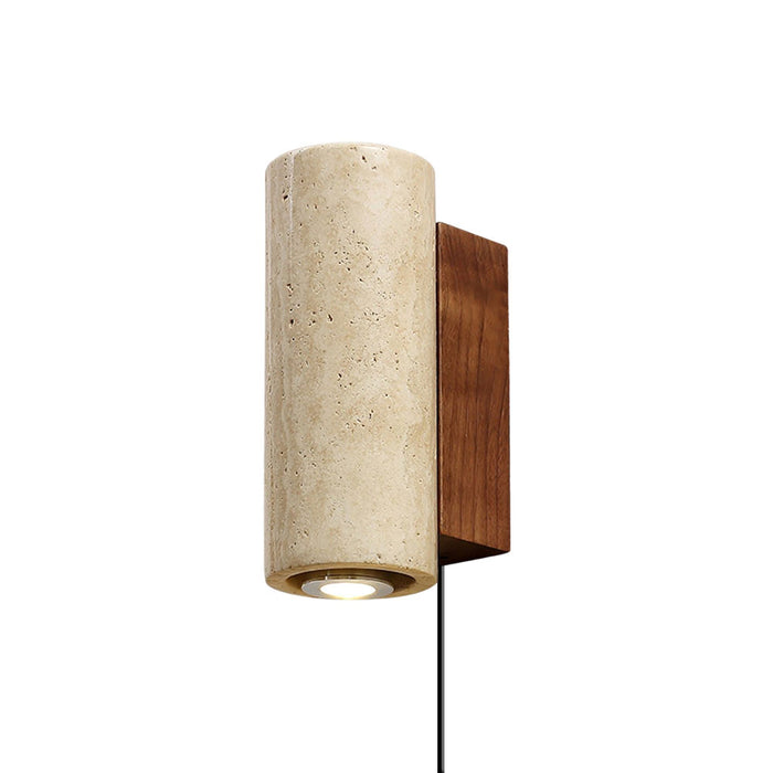 Stone Wood Plug-in Wall Lamp