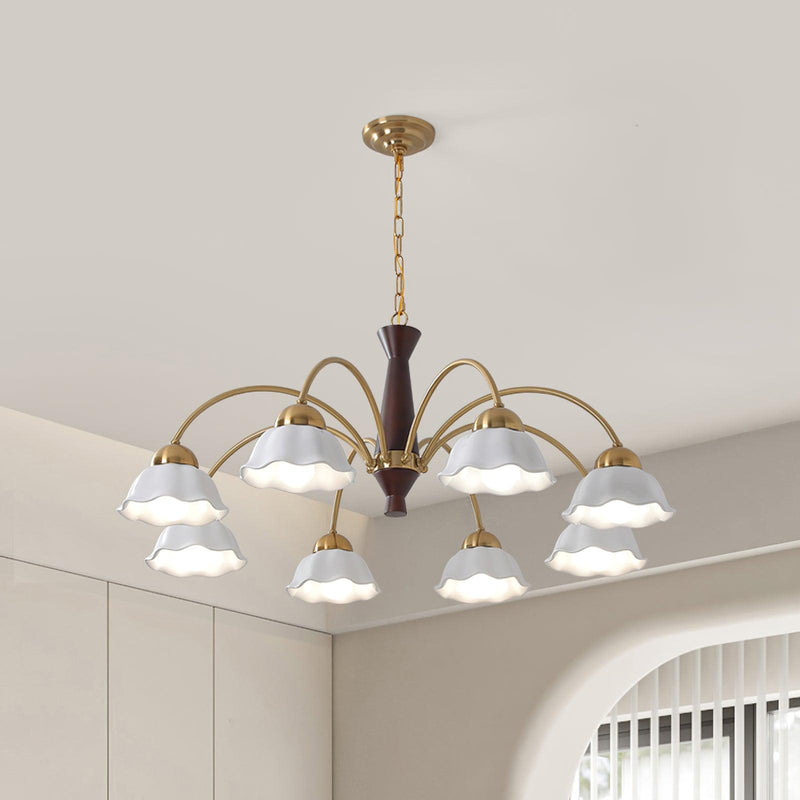 Swedish Modern Brass Chandelier