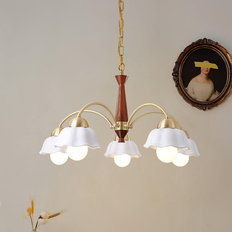 Swedish Modern Brass Chandelier