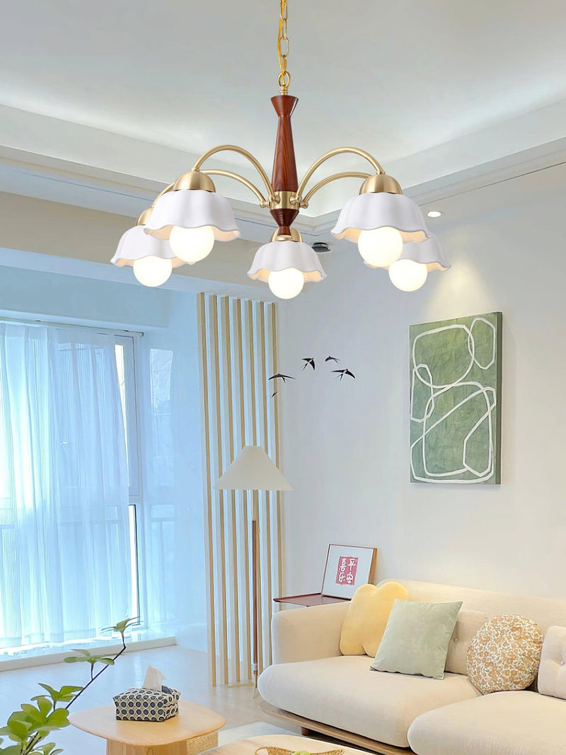 Swedish Modern Brass Chandelier