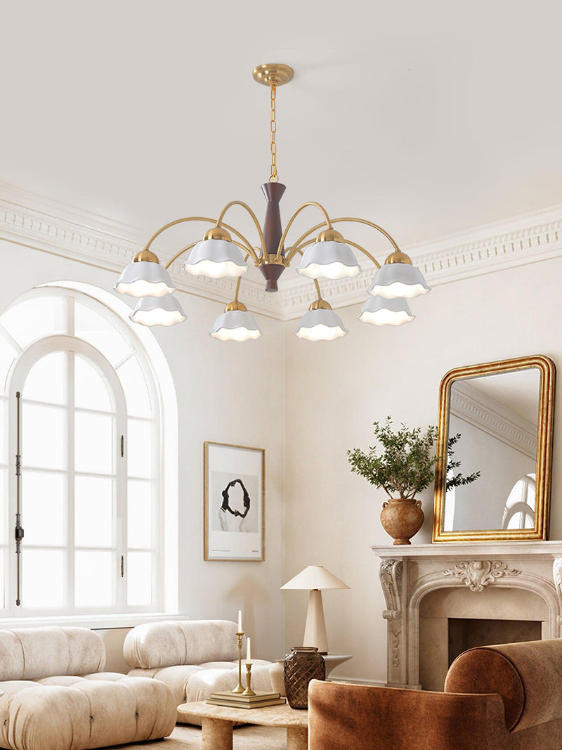 Swedish Modern Brass Chandelier