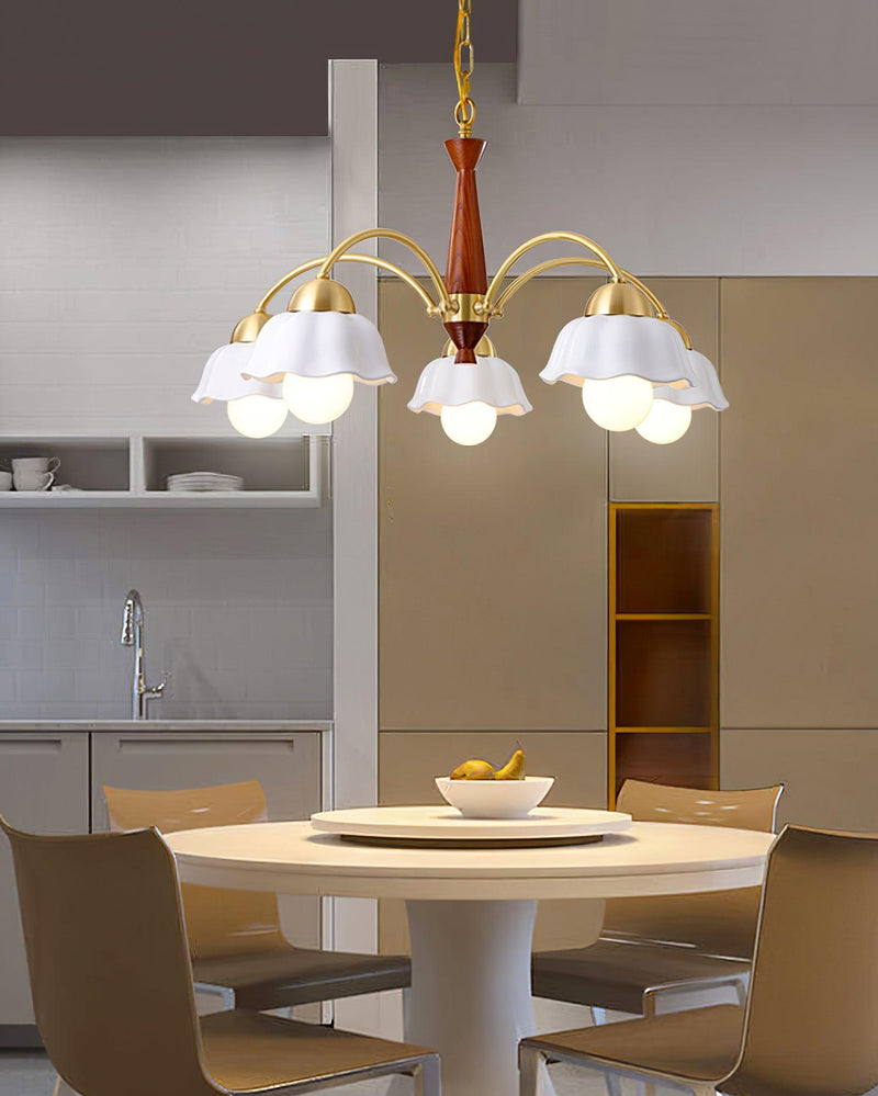 Swedish Modern Brass Chandelier