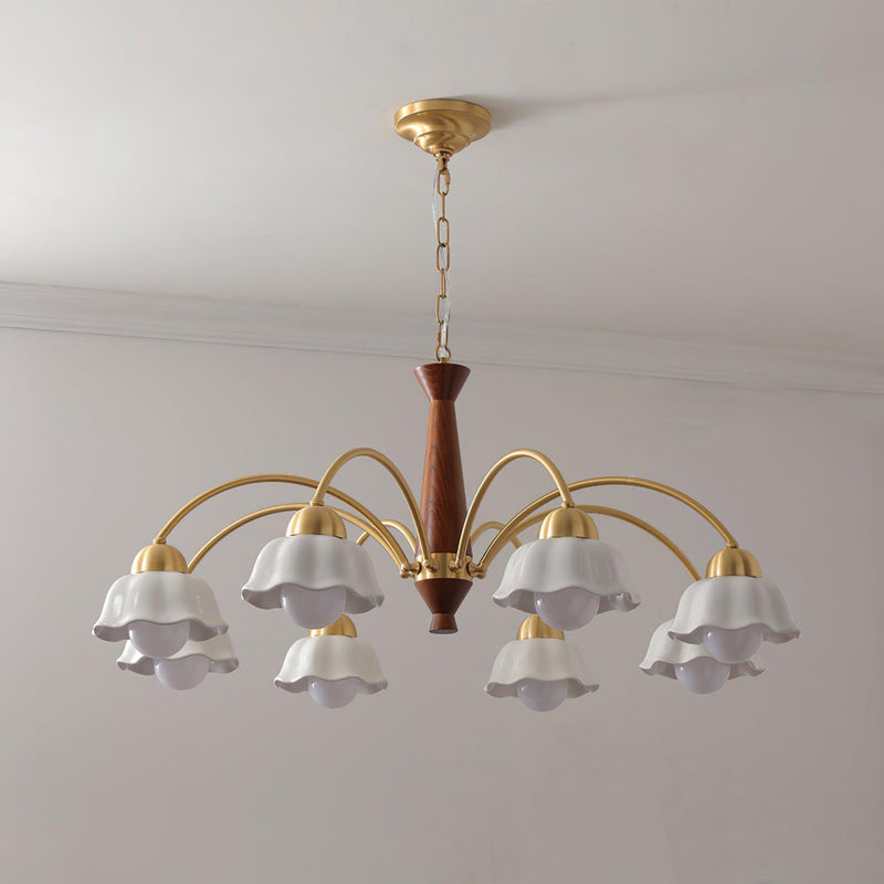 Swedish Modern Brass Chandelier