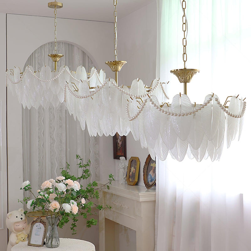 Texture Glass Leaf Chandelier