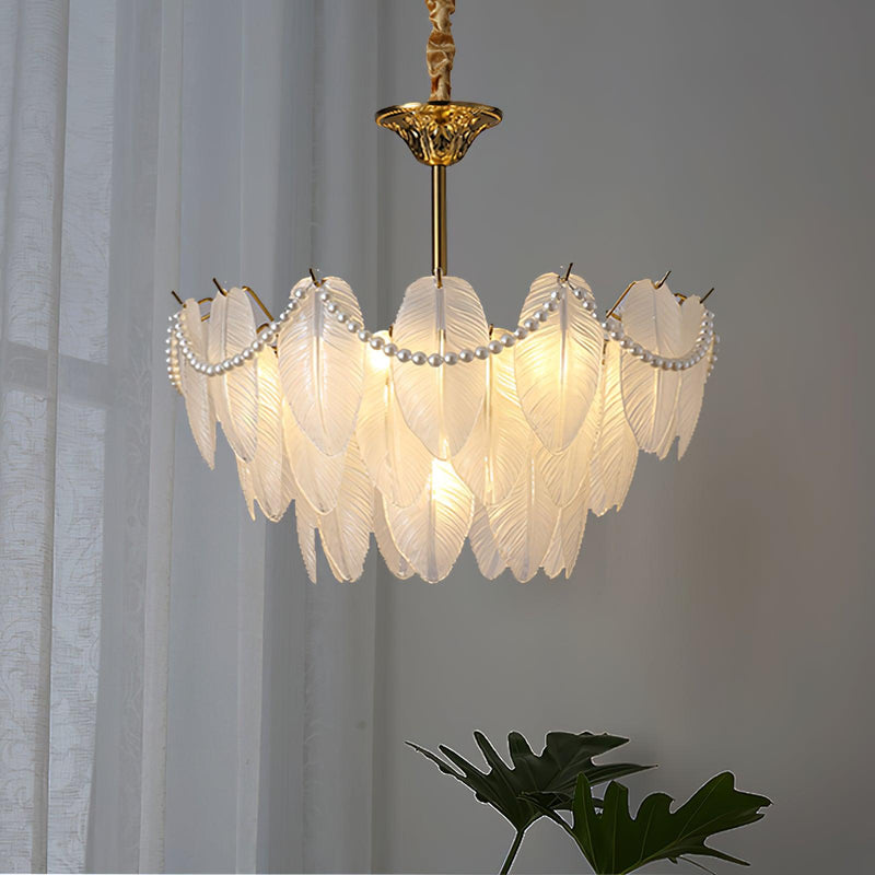 Texture Glass Leaf Chandelier