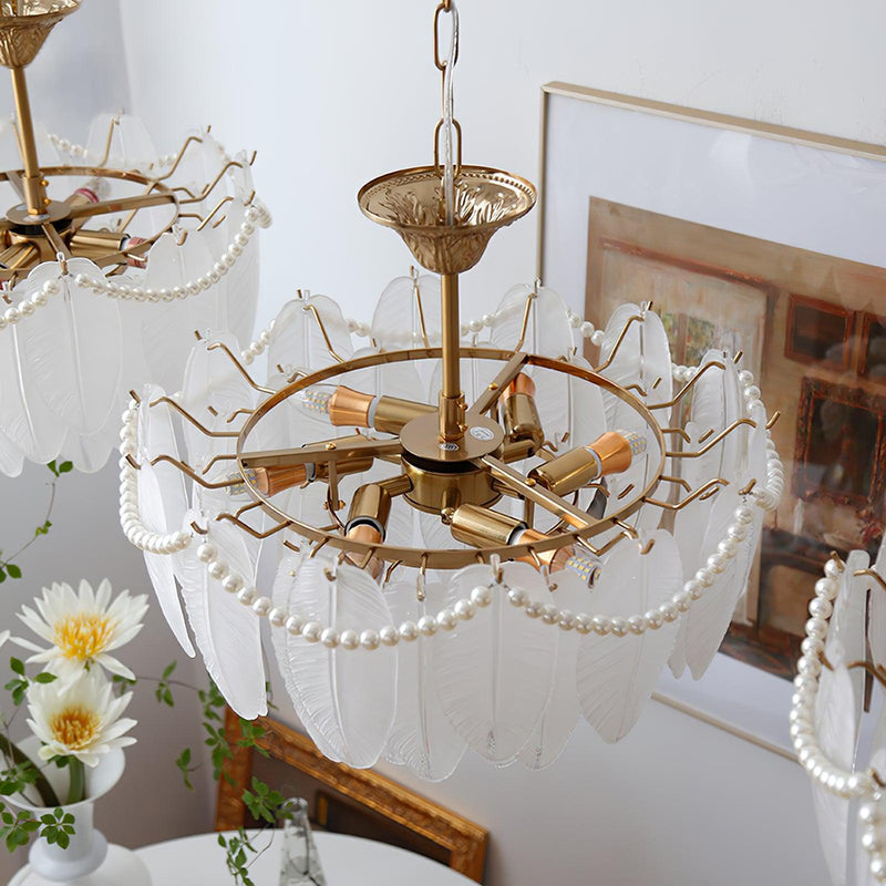 Texture Glass Leaf Chandelier